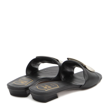 Square Buckle Leather Slides - Image 5