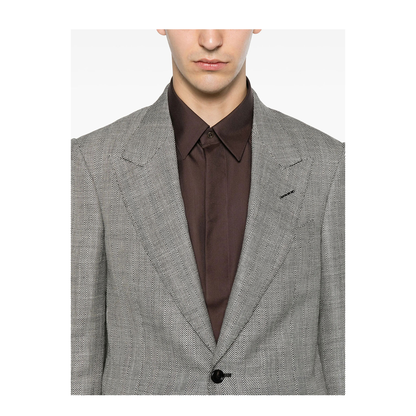 Herringbone-Pattern Wool Blend Blazer - Image 5