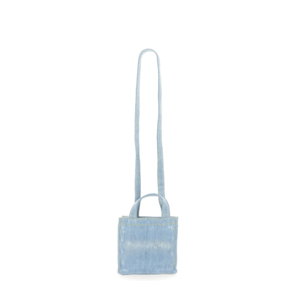 Mini Denim Shopper Bag With Logo - Image 2
