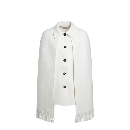 White Cape Jacket with Fringes - Image 1