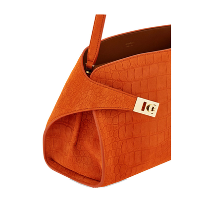 Hug Medium Alligator-Print Suede Shoulder Bag - Light Siena - Image 2