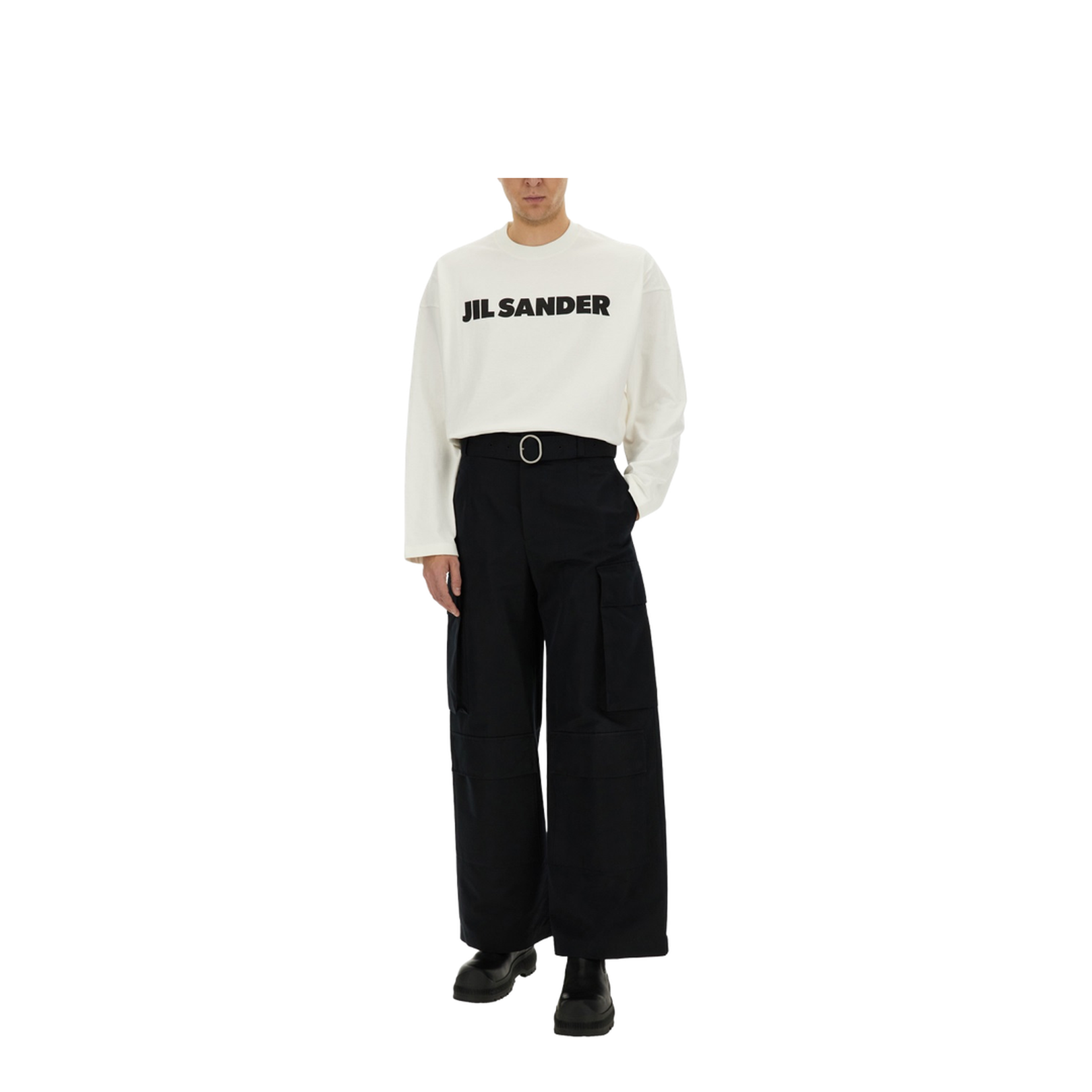 Belted Cargo Pants In Black - Image 2
