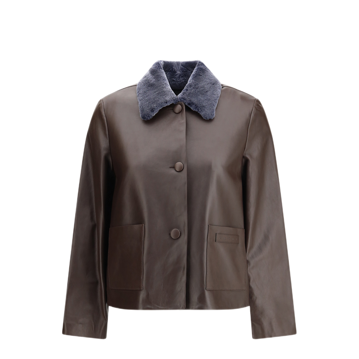 Leather Jacket With Shearling Collar - Image 1