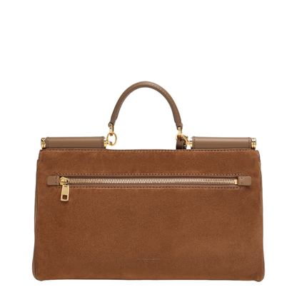 Medium Sicily Bag in Camel Suede Leather - Image 2