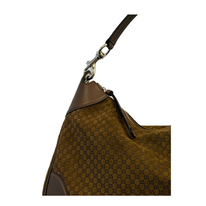 B Medium Suede Shoulder Bag - Pepper Brown - Image 2