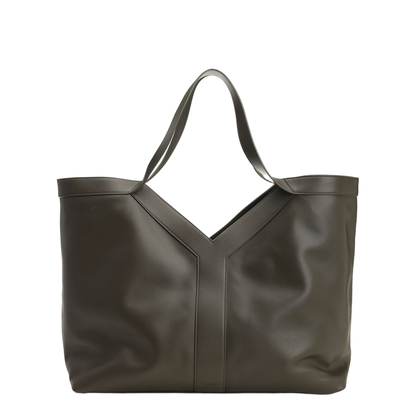 Y Large Smooth Leather Tote in Light Musk - Image 1