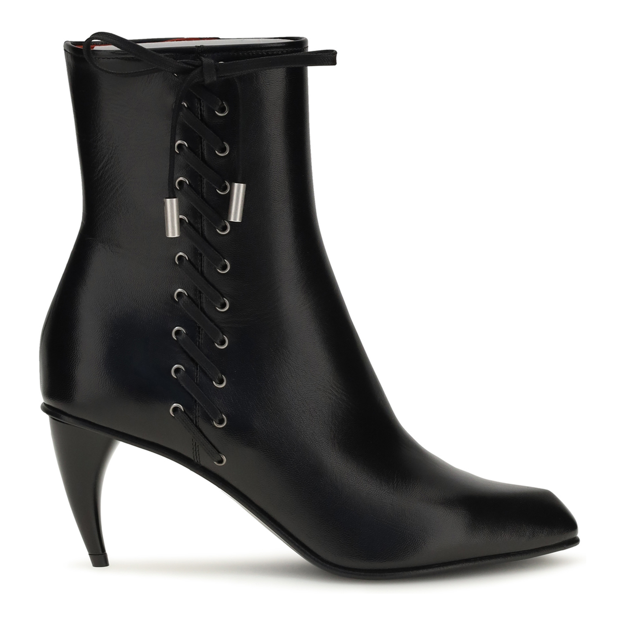 Curved-heel Ankle Boots with Side Lacing - Image 1