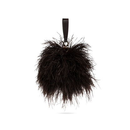 Double Gancini Mini Ostrich Feather Clutch - Testa di Moro - Image 1