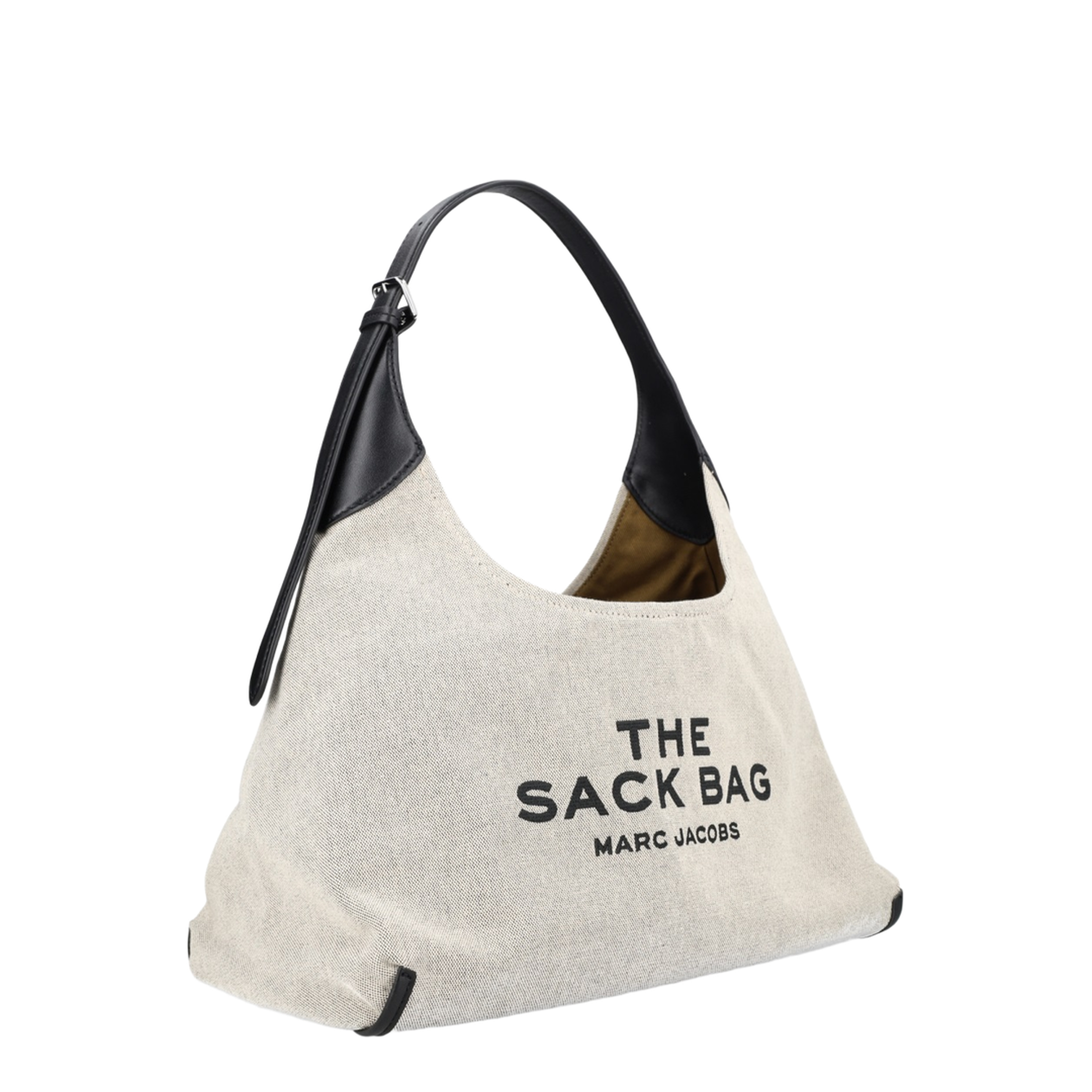 The Sack Bag Canvas Shoulder Bag - Ivory/Black - Image 3