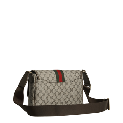 Ophidia Medium Coated Canvas Messenger Bag - Beige and Dark Brown - Image 2