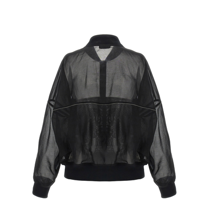 Cotton Organza Bomber Jacket with Shiny Trims - Image 2