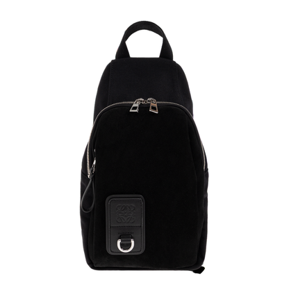 Flex Canvas and Suede Sling Bag - Black - Image 1