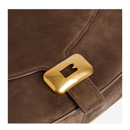 Clicca Medium Velvet Suede Calfskin Shoulder Bag - Muscade - Image 5