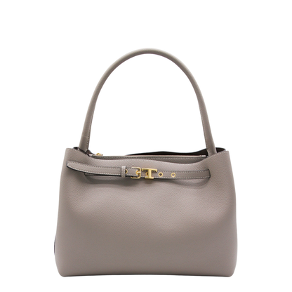 T Timeless Small Calf Leather Tote Bag - Beige Taupe - Image 1
