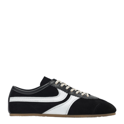 Black White Leather and Suede Sneakers - Image 1