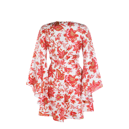 Cotton Mini Dress Red/White - Image 3