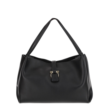 Smooth Black Leather Tote Bag - Image 1