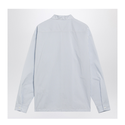 White and light blue striped zip-up shirt - Image 2