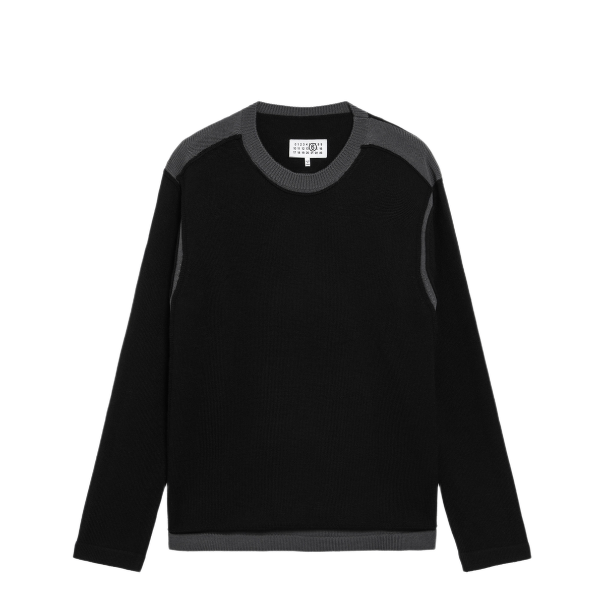 Asymmetrical Crewneck Sweater In Black And Grey - Image 1