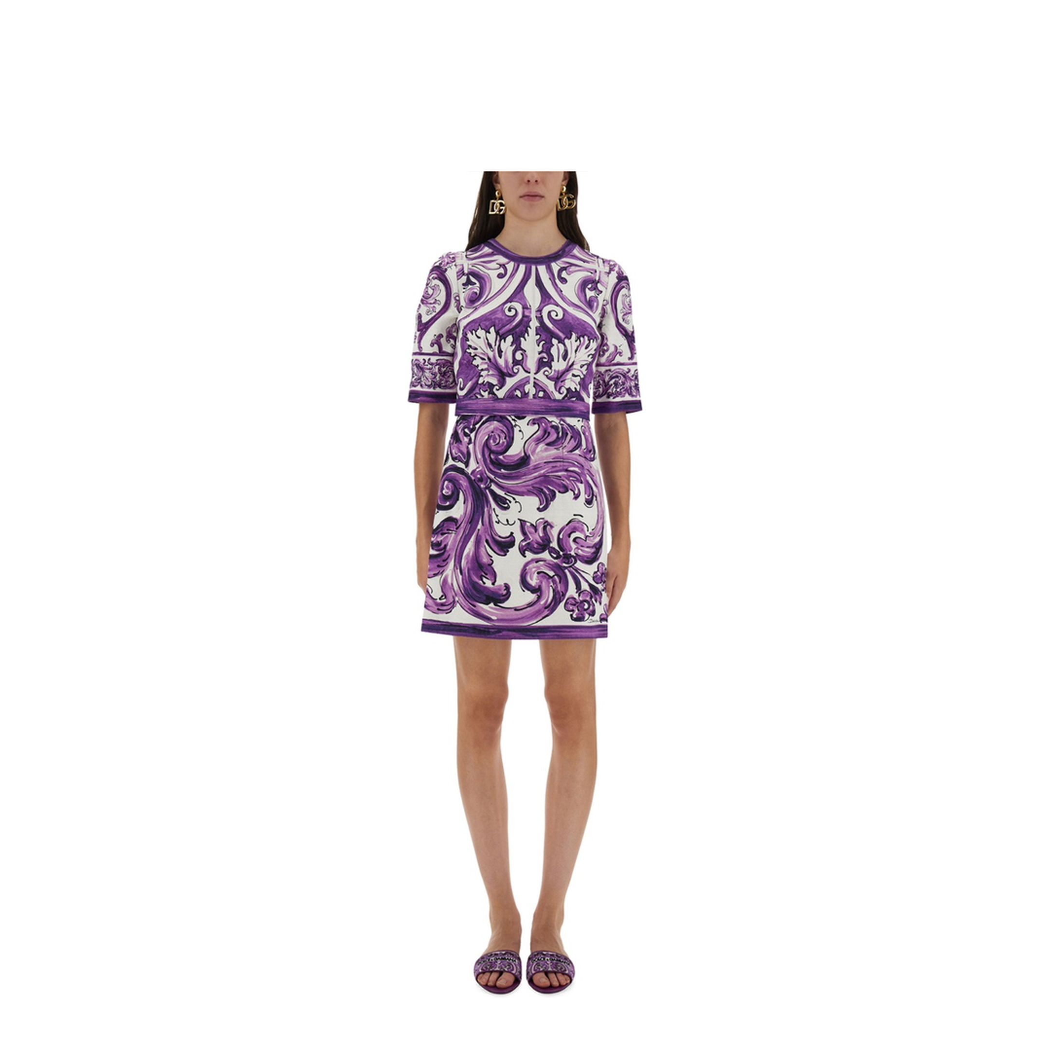 Majolica Print Mini Dress - Image 1