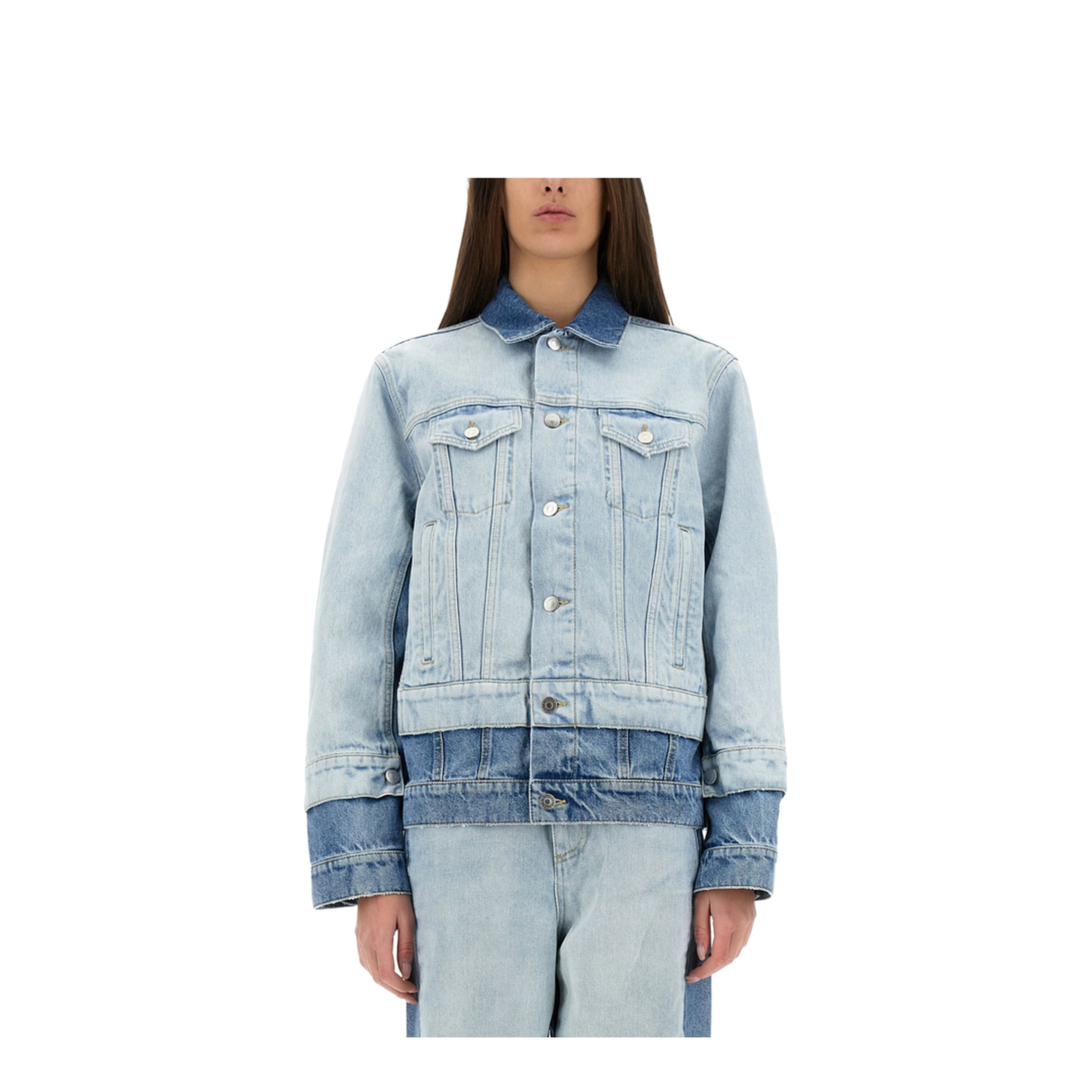 Denim Jacket with Contrasting Panel - Image 1
