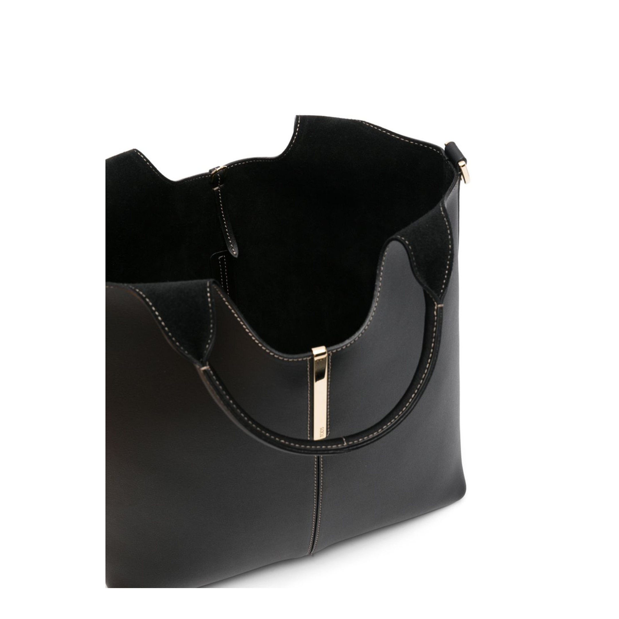 Small Calf Leather Tote - Black - Image 4