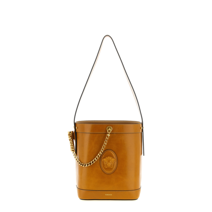 Pivot Small Calf Leather Bucket Bag - Camel - Image 1