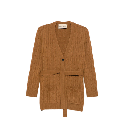 Cable-Knit Belted Cashmere Cardigan - Image 1
