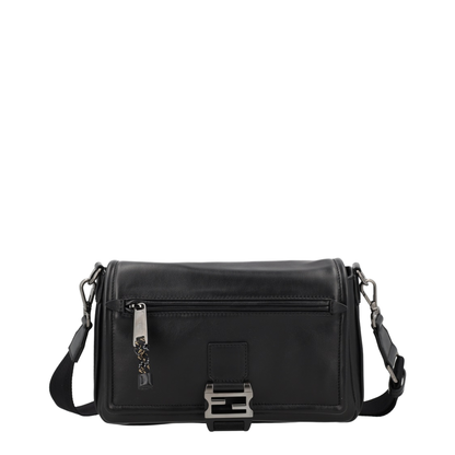Flux Messenger Leather Crossbody Bag - Black - Image 1