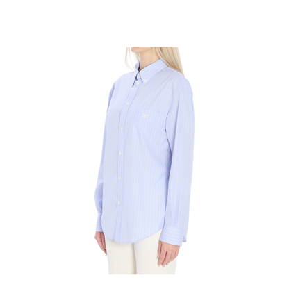 Light Blue Shirt with All-Over Stripe Motif and Embroidered - Image 2