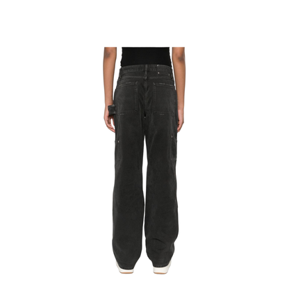 Distressed Black Cotton Jeans with Front Patches - Image 4