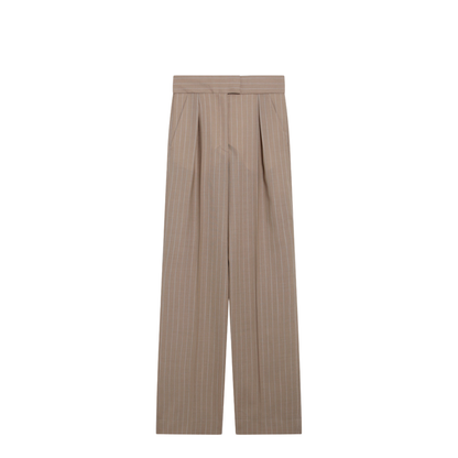 Mud-colored pinstripe wool trousers - Image 1