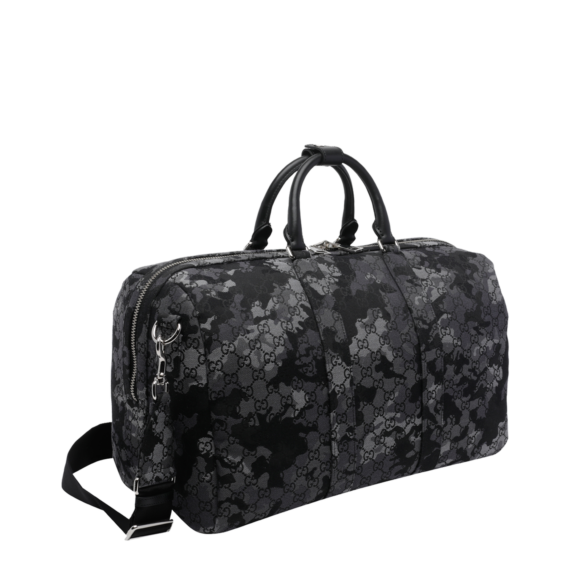GG Canvas Large Canvas Duffle Bag - Black/Grey camouflage - Image 2