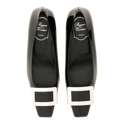 black calfskin pumps with buckle and wide heel - Image 5