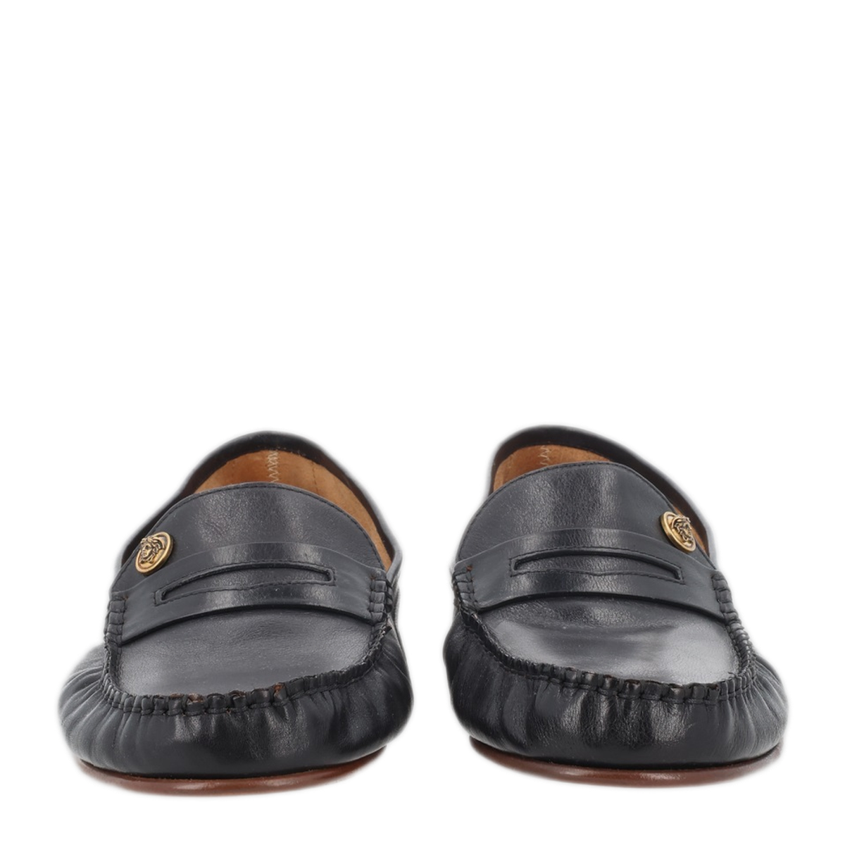 Loafers With Metal Detail On The Front Black-Gold - Image 1