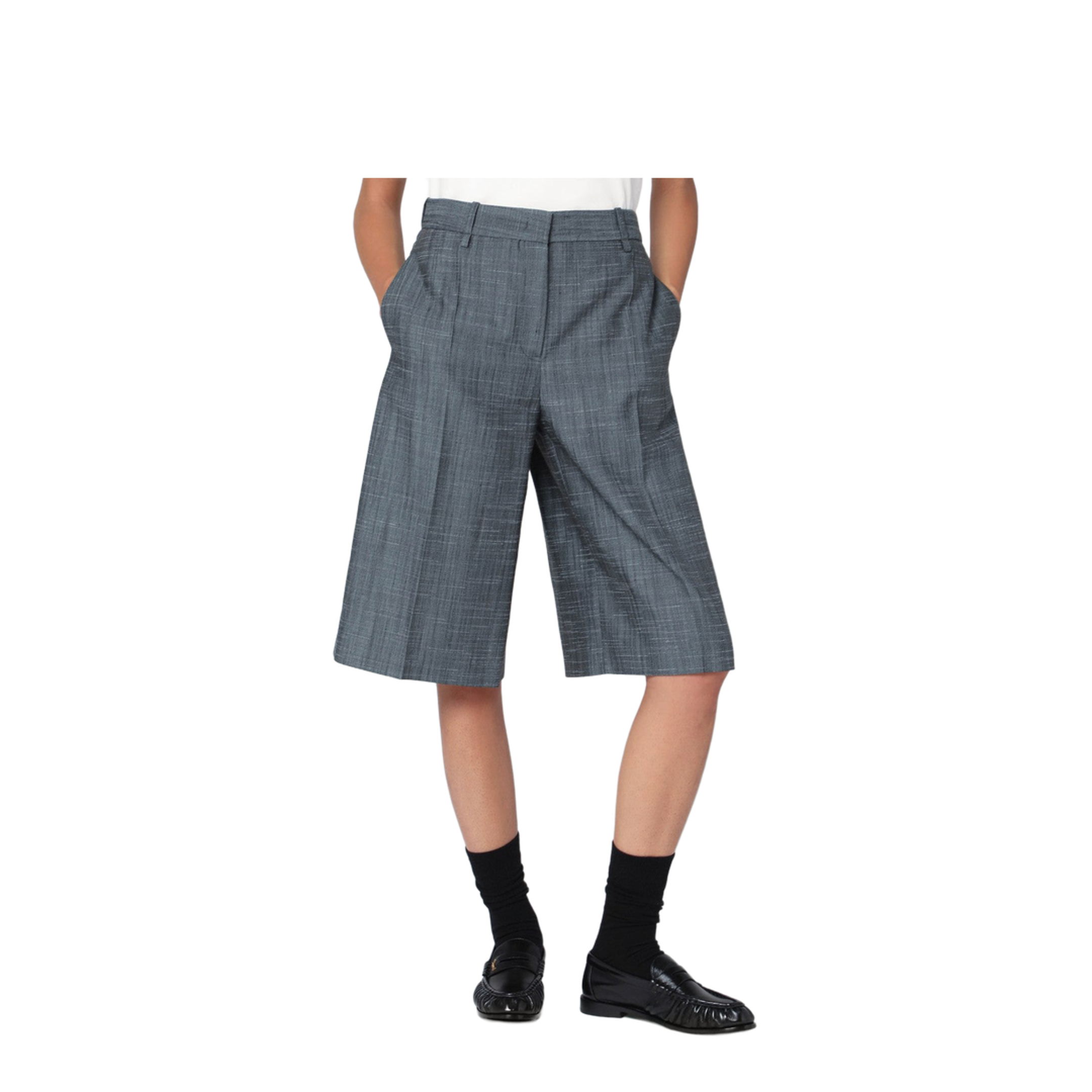 Black Denim 7/8 Bermuda Pants - Image 1
