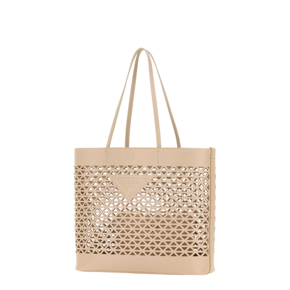 Travertino Perforated Leather Shopping Tote - Travertino - Image 2