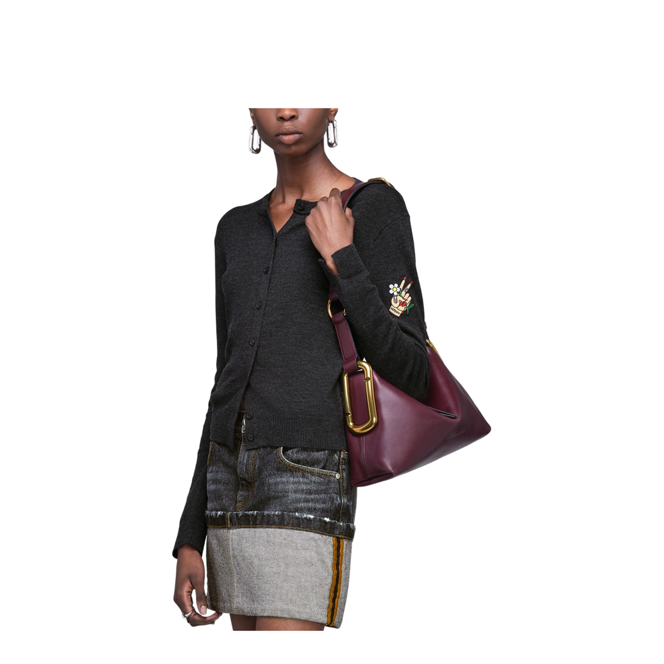 Scene Medium Smooth Leather Shoulder Bag - Dark Port - Image 6
