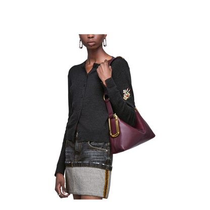 Scene Medium Smooth Leather Shoulder Bag - Dark Port - Image 6