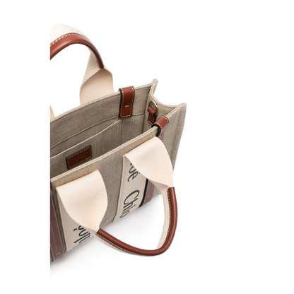 Woody Small Linen Canvas Tote - Marrón - Image 5