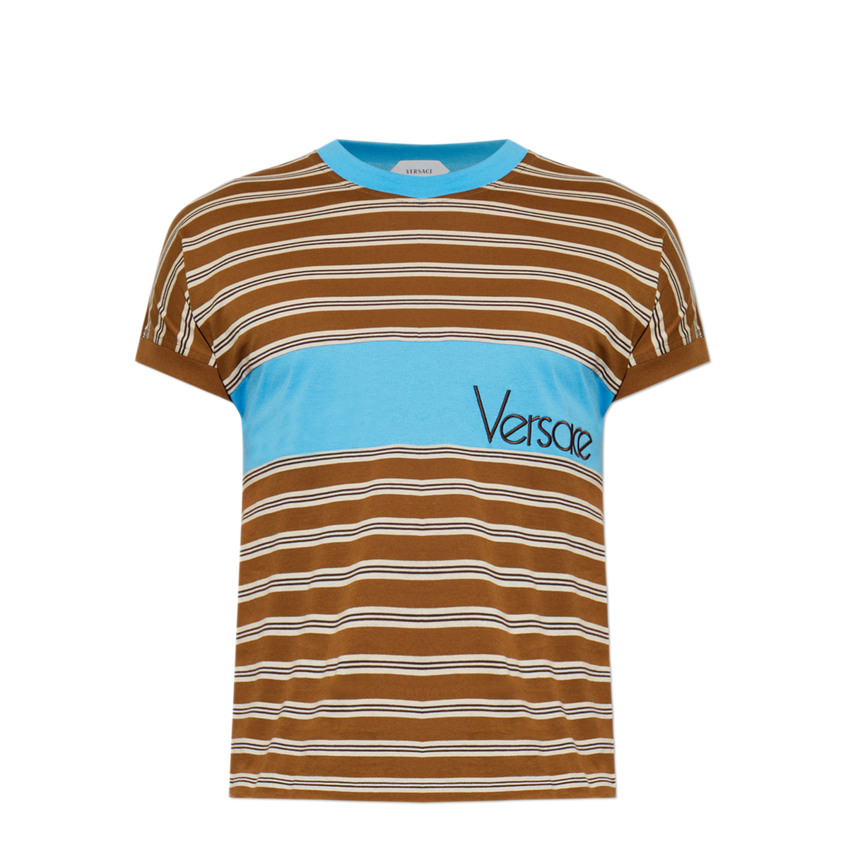 Striped Cotton T-Shirt With Inlay - Image 1