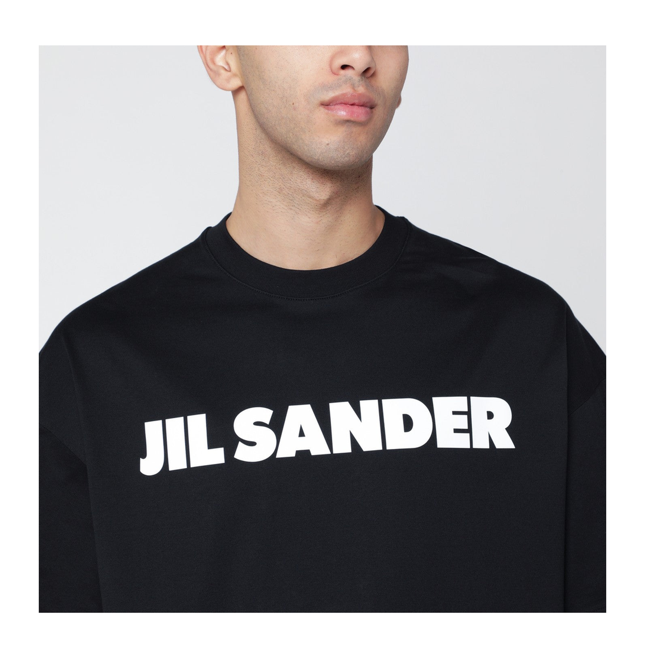 Men's Logo Letter Cotton T-Shirt Black - Image 2