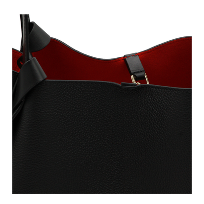 Bettina Small Grained Calf Leather Tote - Black - Image 7
