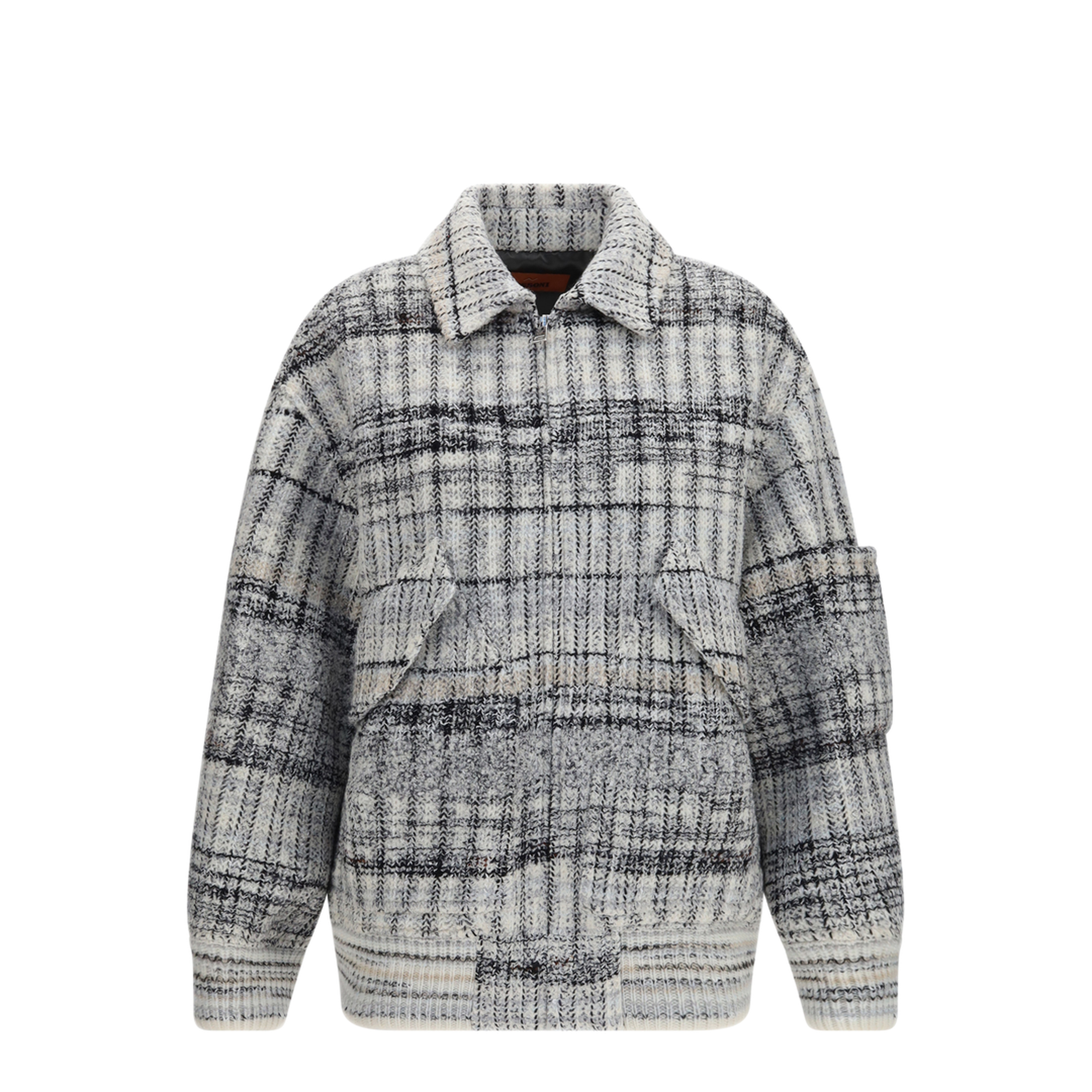 Oversized Check Wool-Blend Bomber Jacket - Image 1