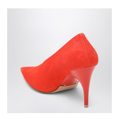 Duchesse 90 mm Suede Goatskin Pumps in Tangerine - Image 2