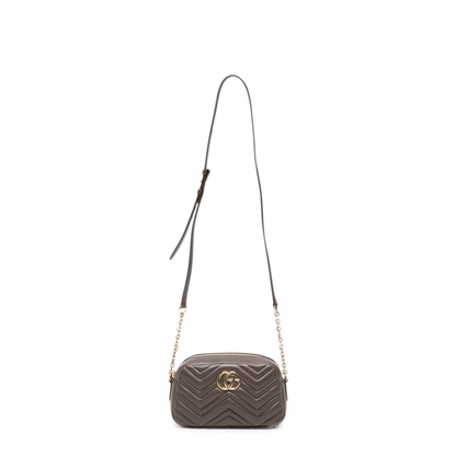 GG Marmont Small Matelassé Chevron Nappa Leather Crossbody Bag - Dark Taupe - Image 1