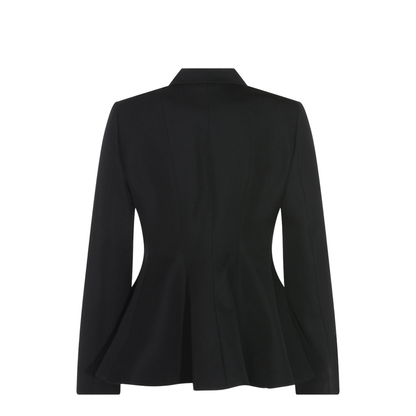 Black Grain de Poudre Wool Jacket - Image 4