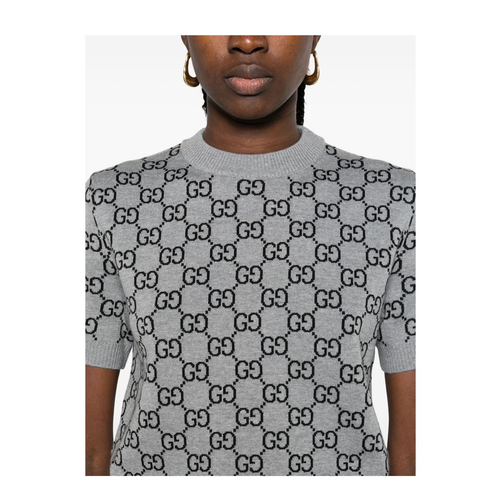 Reversible Wool Jacquard Top in Grey and Black - Image 2