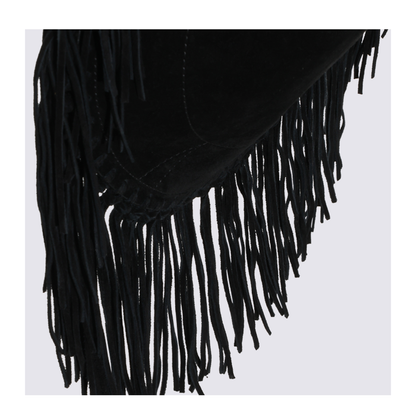 Fringe Square Basket Calfskin Bag - Black - Image 10