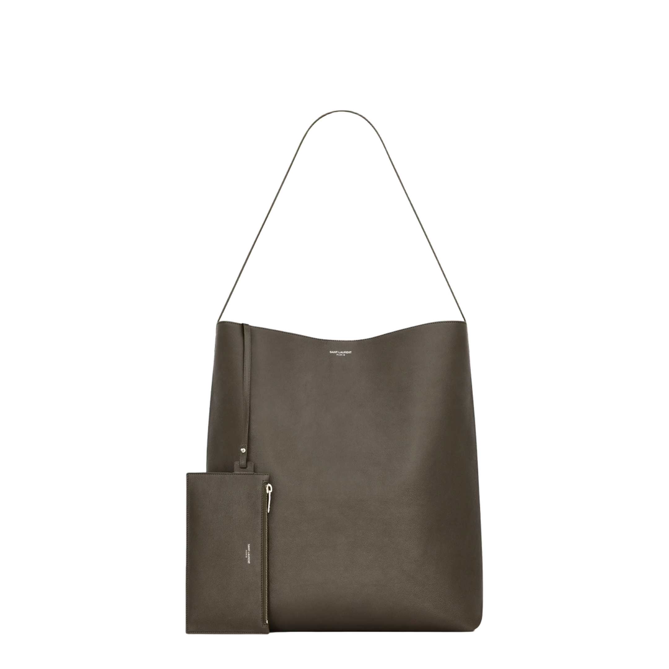 Bold Hobo Bag in Leather in Grey & Silver - Image 2